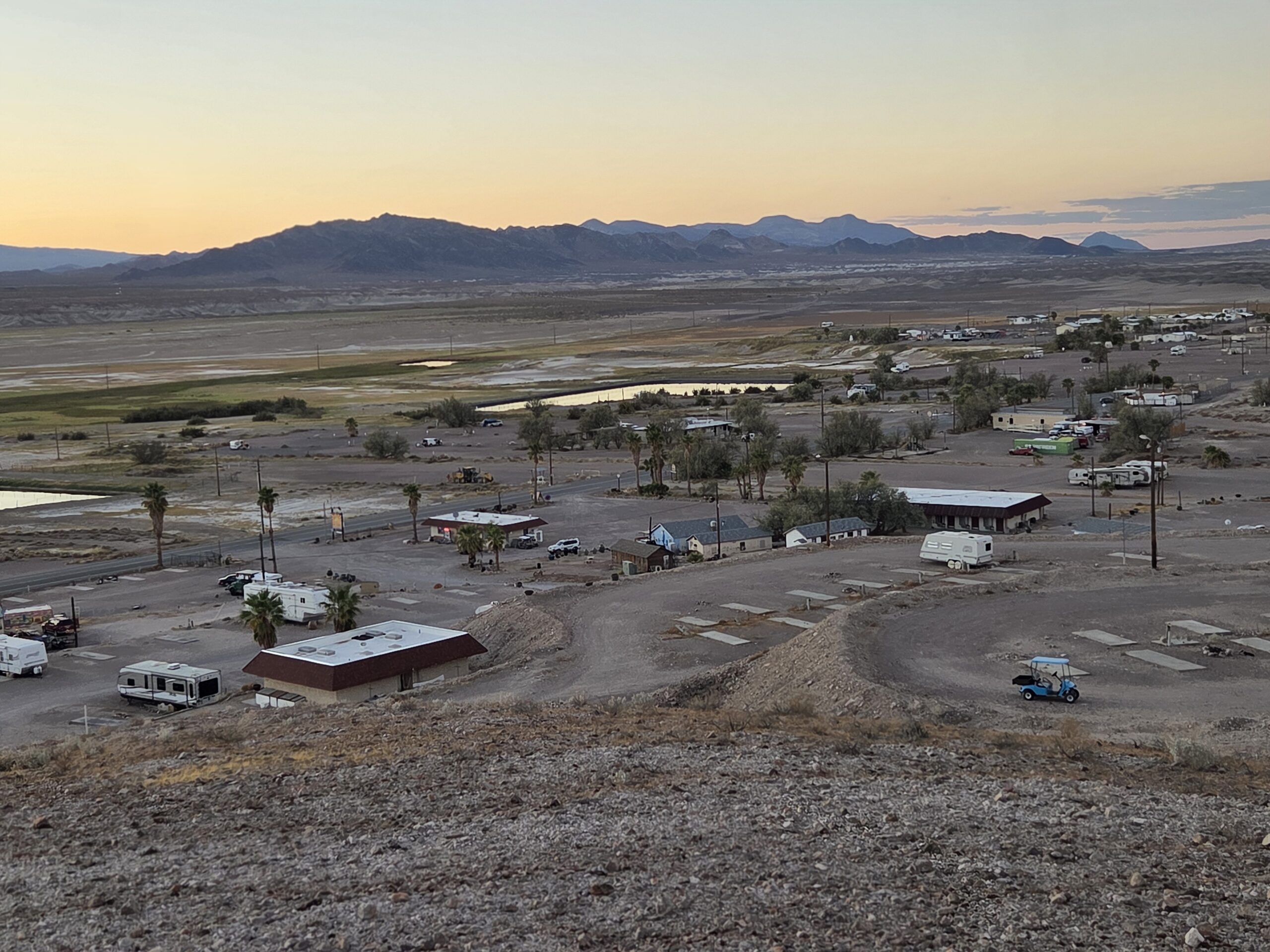 View across the resort’s upper camping and RV area